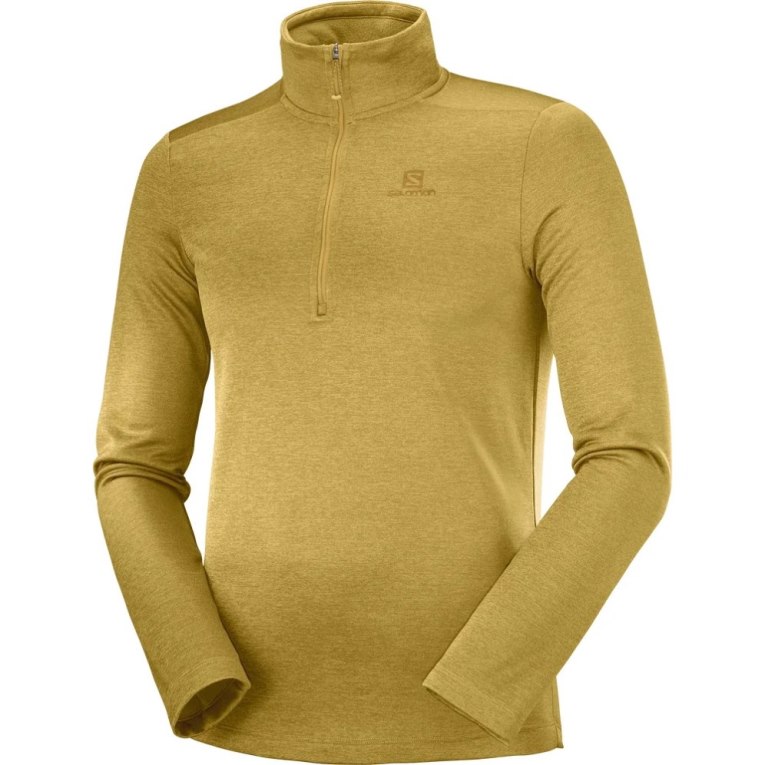 Gold Salomon Essential Lightwarm Seamless Half Zip Men's Sweatshirt | IE WL4932